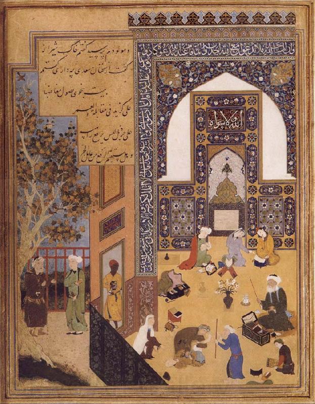unknow artist The poet Sa di questions a young scholar before the mosque of Kashghar Norge oil painting art